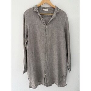 CP Shades 100% Linen Houndstooth Shirt Dress Large